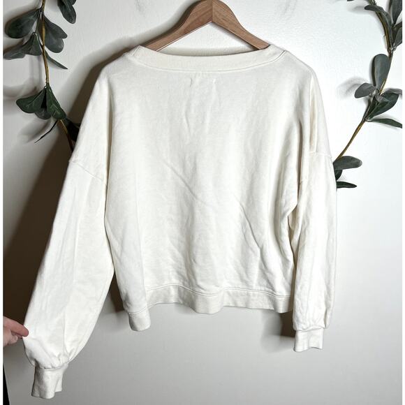 Madewell White V Neck Sweatshirt - Picture 5 of 5